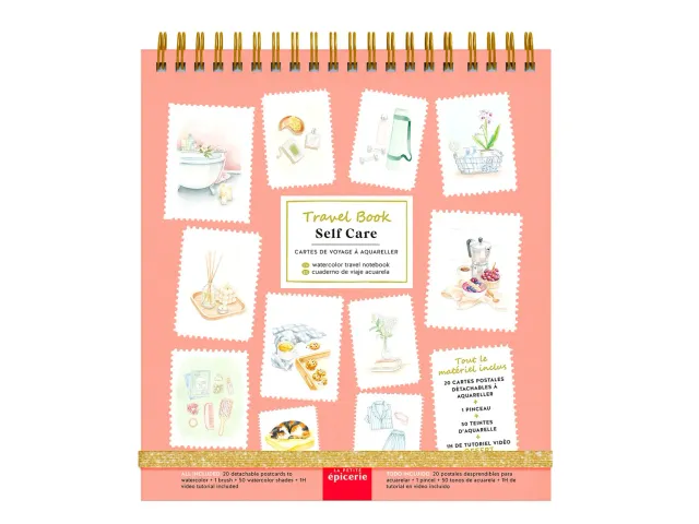 La Petite Epicerie Travel Book Self-Care aquarelboek 20 kaarten