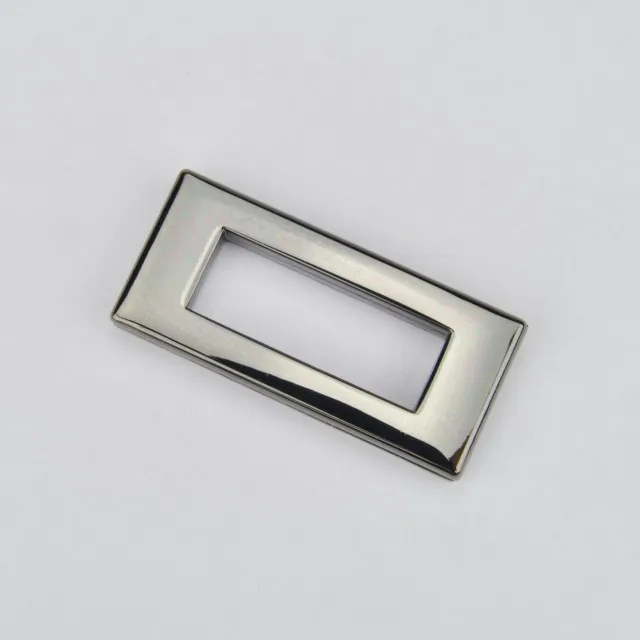 Leather House Rechthoekige Ring Black 28 mm gun metal
