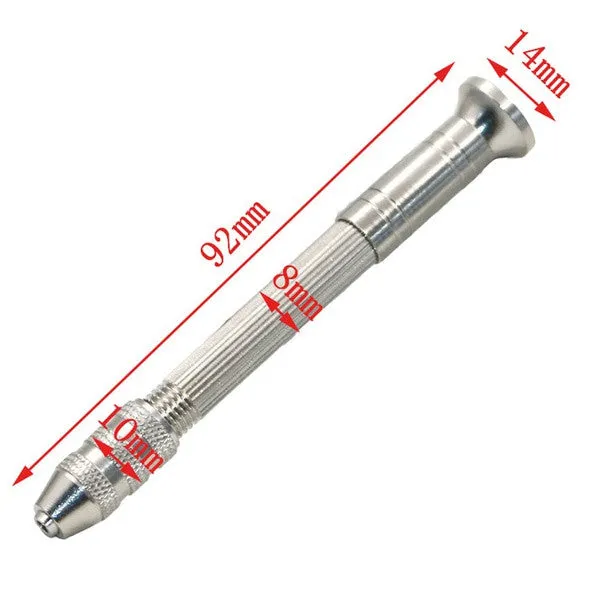 Bijounique Mini handboor aluminium + 10 boortjes 0,8-3mm