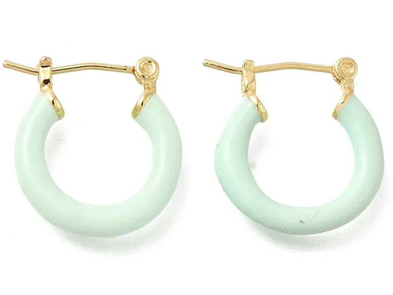 La Petite Epicerie creolen oorbellen emaille mint 20 mm