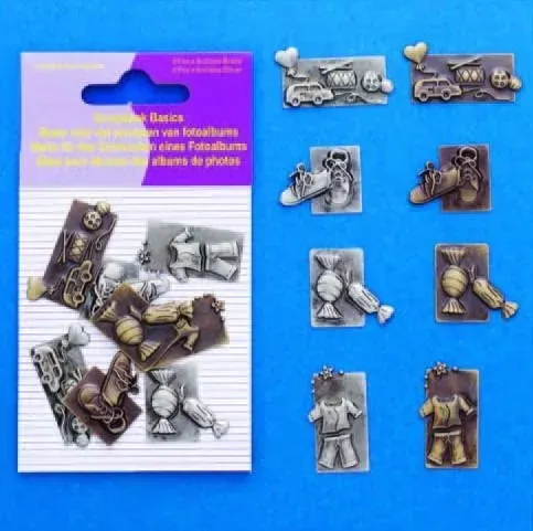 LTC-Leiden scrapbook embellishments baby jongen 8 stuks metaal