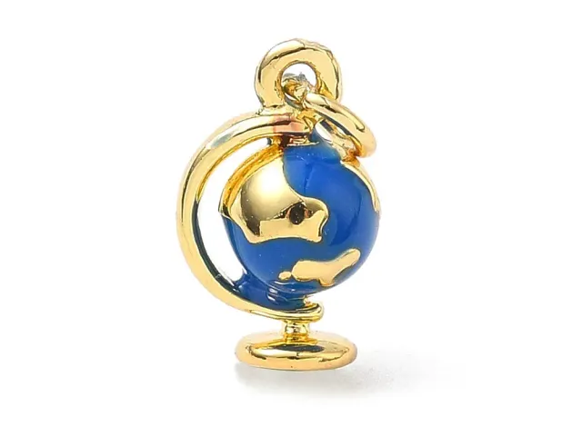 La Petite Epicerie Wereldbol Bedel Blauw Goud Emaille