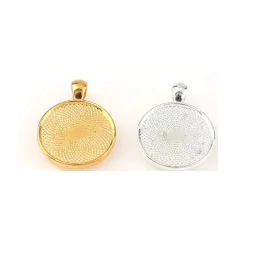 Bijounique dubbelzijdige hanger rond 25 mm zilver per stuk