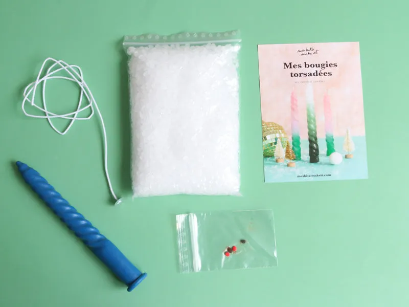 La Petite Epicerie DIY kit gedraaide kaarsen roze groen 2 stuks