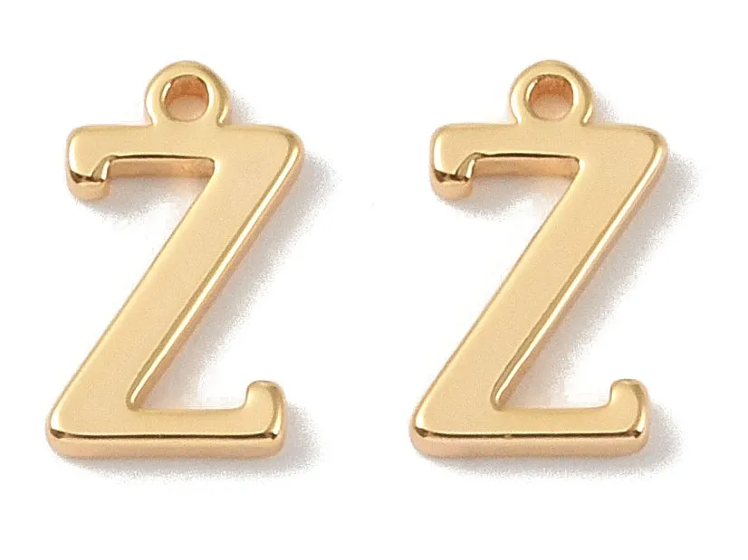 La Petite Epicerie Letterbedel Z messing kraal goud 10 mm per stuk