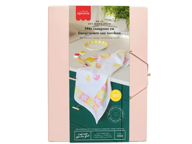 La Petite Epicerie linogravure kit stempels theedoek DIY