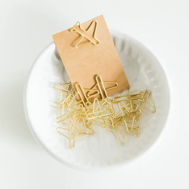 Jessy at Sea vliegtuig paperclips goud 20 stuks