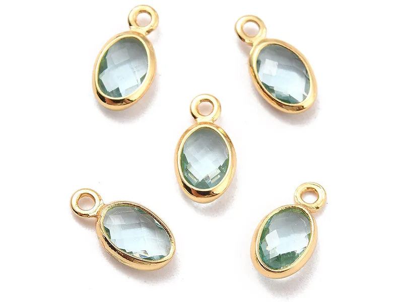 La Petite Epicerie hanger ovaal facet glas aqua goud 9mm