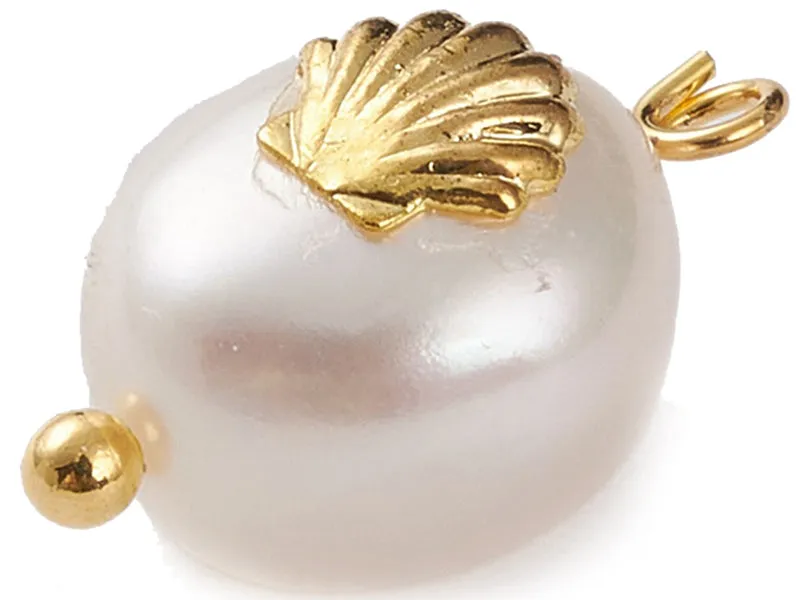 La Petite Epicerie hanger parel 13 mm wit goud per stuk