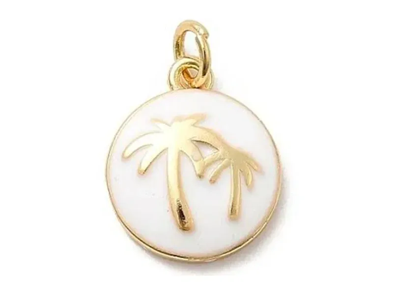 La Petite Epicerie Palmier bedel emaille wit goud 13 mm
