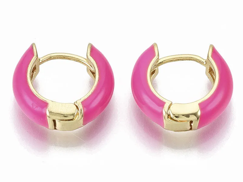 La Petite Epicerie Huggie creolen oorbellen felroze verguld