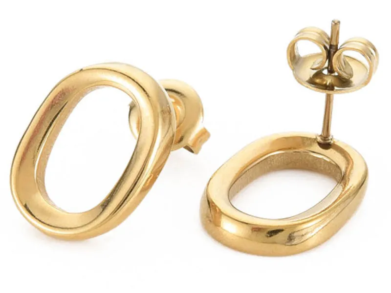 La Petite Epicerie oorstekers ovaal goud 14k 15x12mm paar