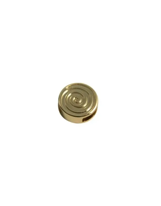 Bijounique Spiraal rond goud leerschuif 6 mm per stuk