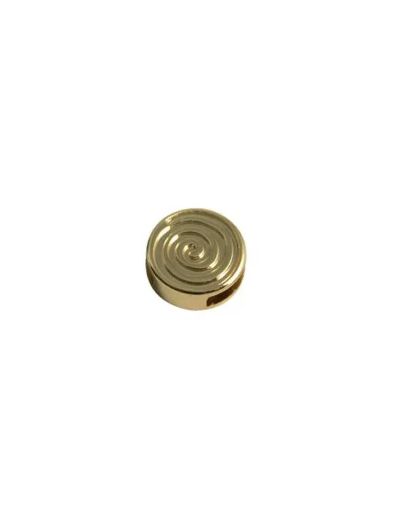 Bijounique Spiraal rond goud leerschuif 6 mm per stuk