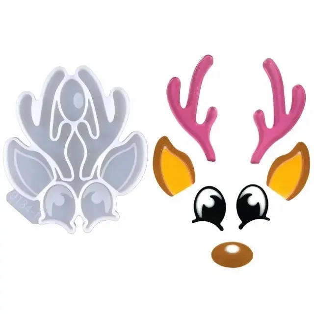 Bijounique X3 Rendier siliconen gietmal set kerst 2-delig