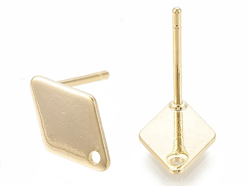 La Petite Epicerie Ruit oorknopjes goud 11 x 7 mm