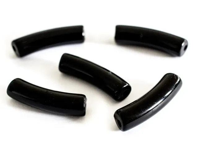 La Petite Epicerie Tube kralen zwart opaak resin 6 mm 5 st