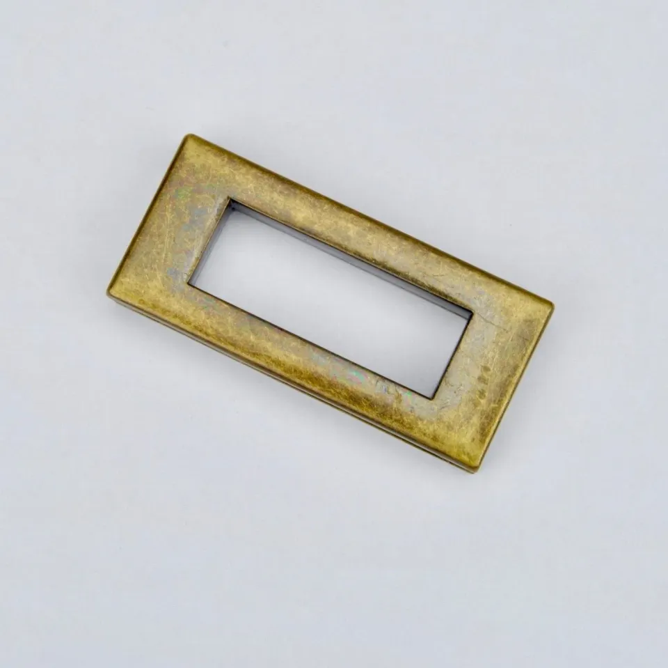 Leather House Rectangular Ring 28mm ring messing oud goud