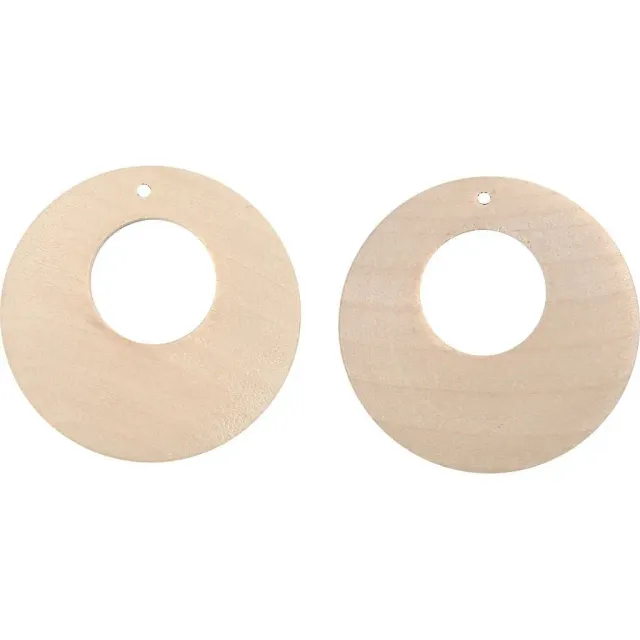 Bijounique schijf rond houten oorbelhanger 40 mm zakje 6 stuks
