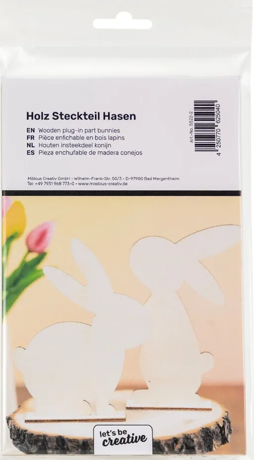 LTC-Leiden houten hazen insteekdeel 2 stuks naturel