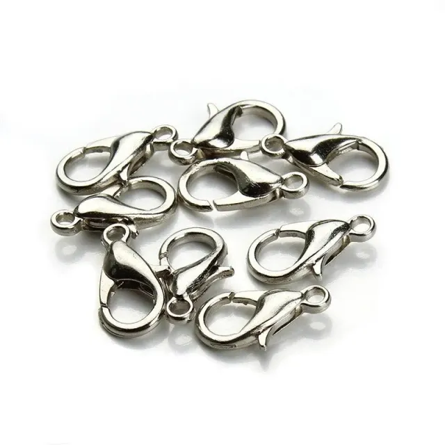 Bijounique Lobster slotjes rhodium 5 stuks 14 mm
