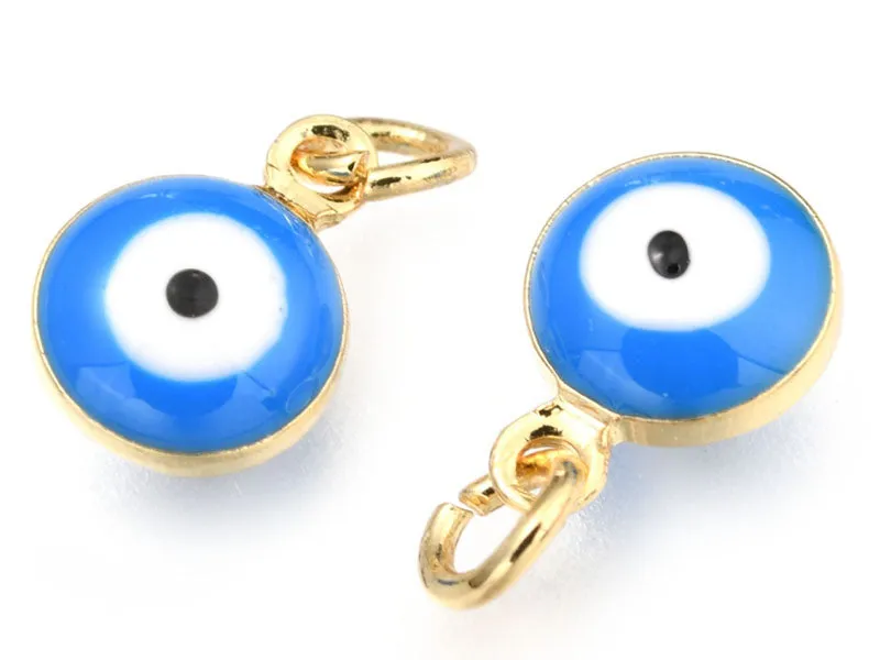 La Petite Epicerie Oog Blauw bedel emaille 9,5 mm goud