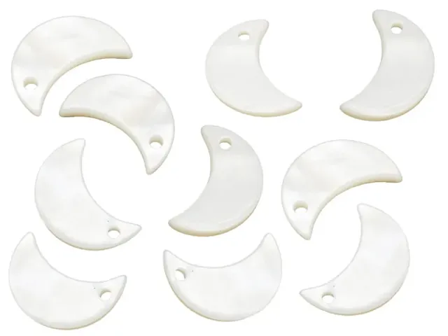 La Petite Epicerie maan bedels schelp wit 13 x 8 mm 10 stuks
