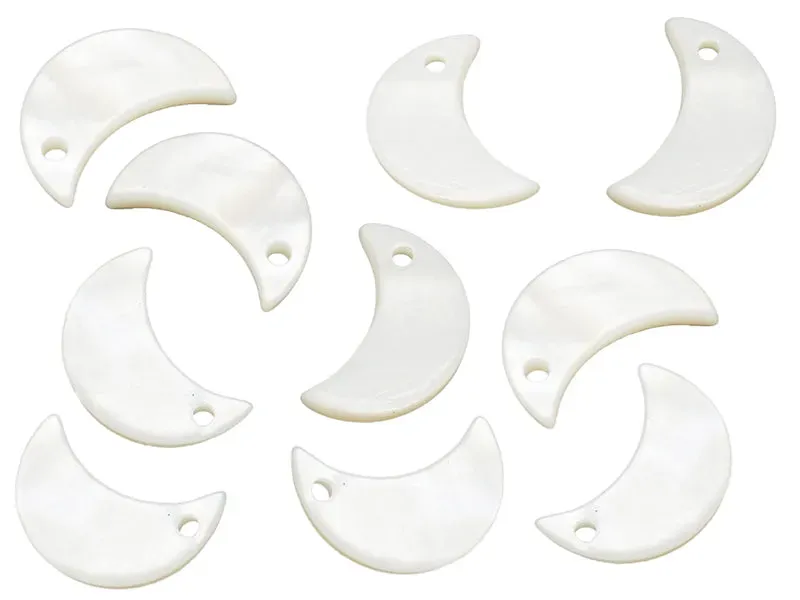 La Petite Epicerie maan bedels schelp wit 13 x 8 mm 10 stuks