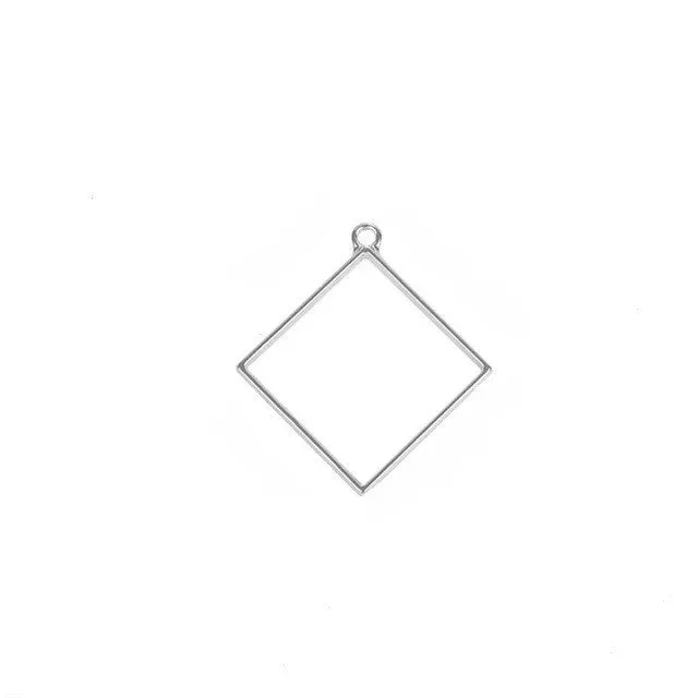 Bijounique hanger open vierkant zilver 45x48 mm