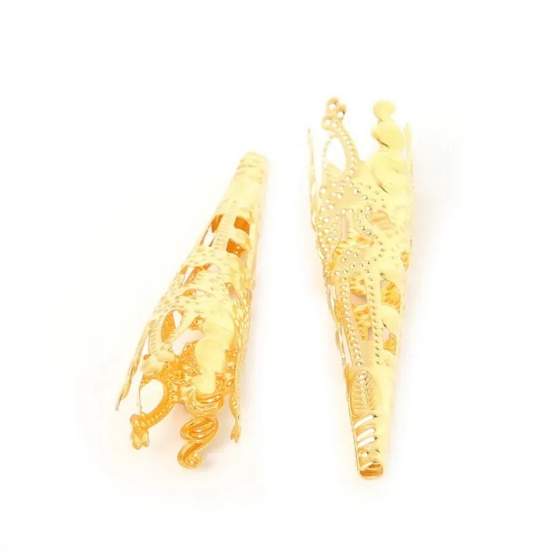 Bijounique kralenkap puntig goud 8 x 42 mm 10 stuks