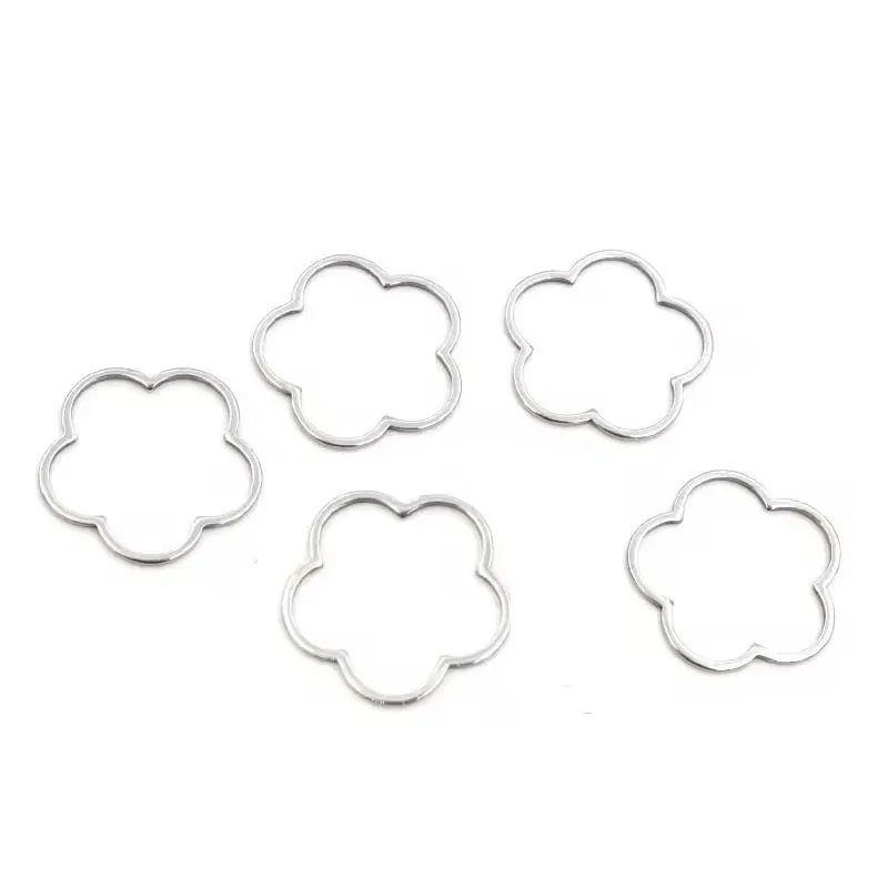 Bijounique Bloem open frame hanger zilver 5 stuks