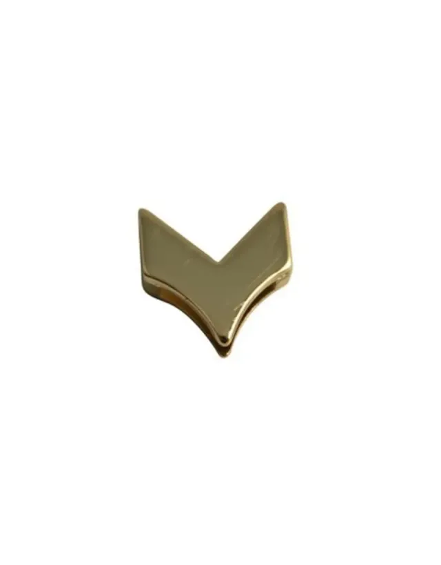 Bijounique V leerschuif bedel per stuk 19x18 mm verguld