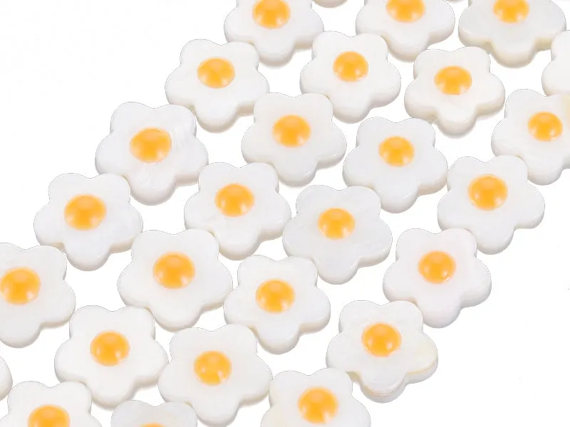 La Petite Epicerie schelpkraal bloem geel 11 mm per stuk