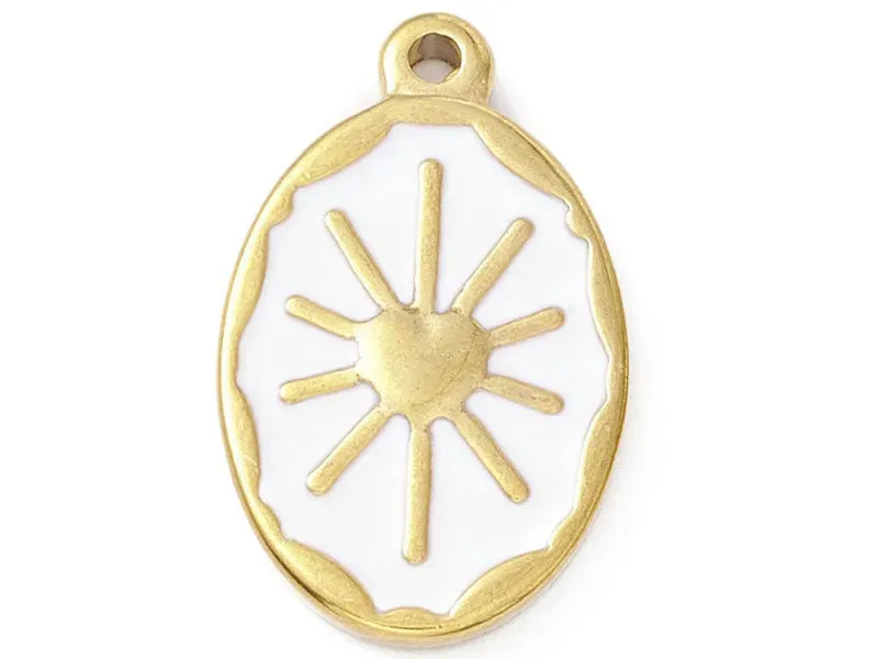 La Petite Epicerie Soleil witte hanger 23 mm rvs emaille